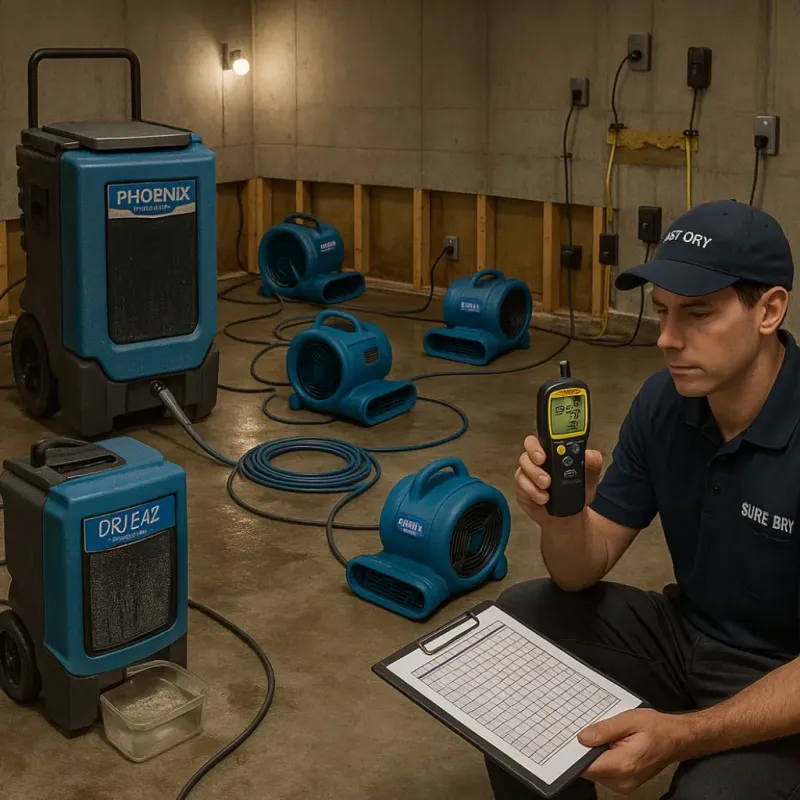 Structural Drying and Dehumidification process in Poplarville, MS
